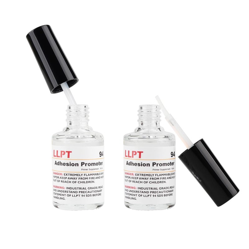 LLPT 94 Adhesion Promoter 2 Pack 18ml Each Bottle Adhesive Primer for Acrylic Double Sided Mounting Molding and Foam Tape - Image 1